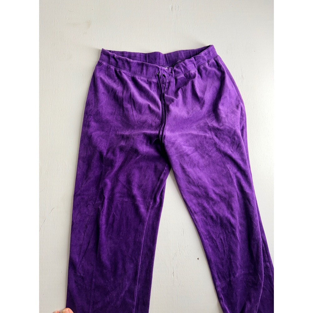 Kim Rogers Purple Velour Lounge Pants XL Soft Cotton Blend Drawstring Track Pant